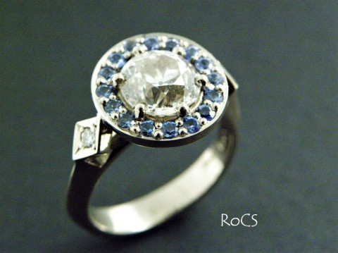 Diamond and Ceylon blue sapphire ring image
