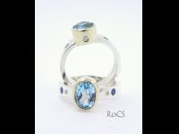 Topaz rings set with diamonds, sapphires or tsavorite garnet image